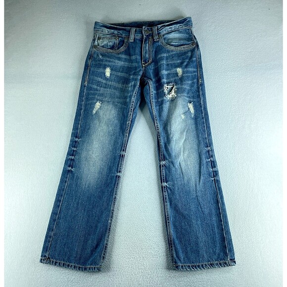 Machine Mens Jeans Blue Tag Size 30x30 (31x29) Bootcut Distressed Medium Wash - Picture 1 of 14